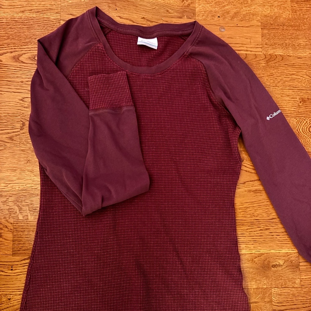 columbia maroon long thermal men’s size large